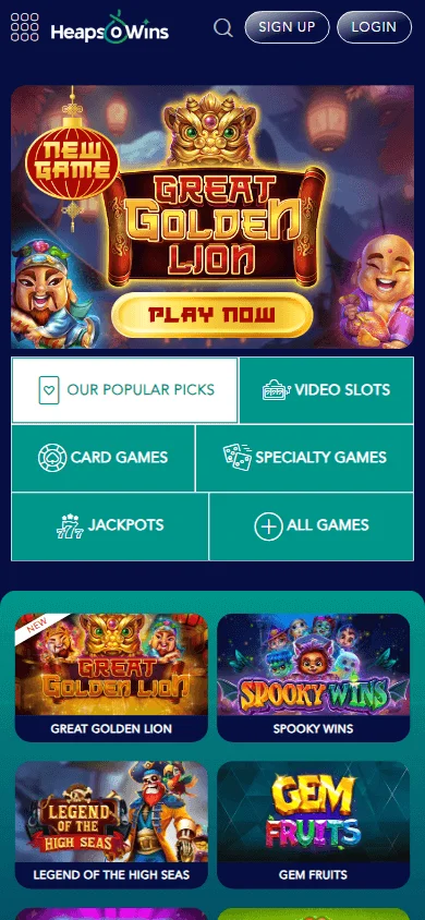 Heaps Of Wins Casino games on mobile